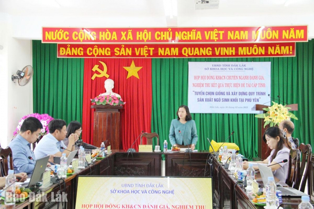 Phó Giám đốc Sở KH-CN Lâm Vũ Mỹ Hạnh kết luận tại buổi nghiệm thu