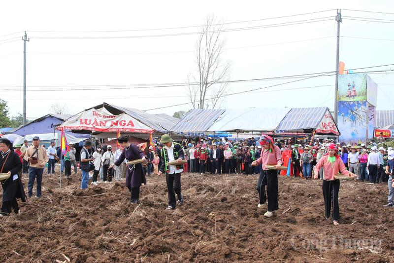 Người dân tại lễ hội xuống đồng.