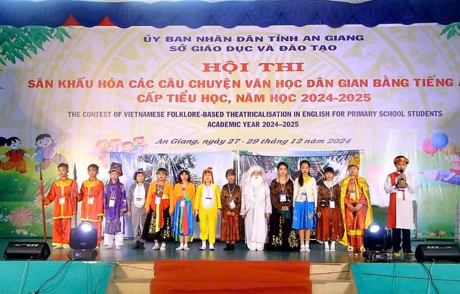 Học sinh An Giang tham dự Hội thi Sân khấu hóa. Ảnh minh họa.