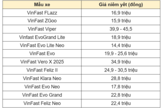Giá xe điện VinFast 18/3: Giá khởi điểm thấp nhất từ 14,4 triệu đồng