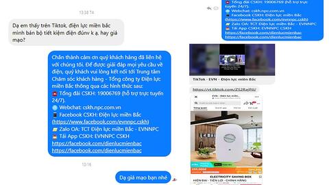 Cảnh báo lừa đảo mạo danh EVNNPC trên nền tảng video và Tiktok