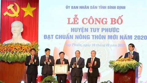 Chủ tịch nước dự lễ công bố​ huyện Tuy Phước (Bình Định) đạt chuẩn nông thôn mới năm 2020