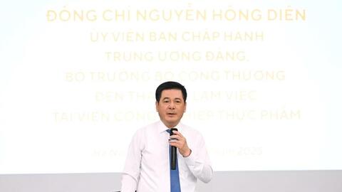 Bộ trưởng Nguyễn Hồng Diên làm việc với Viện Công nghiệp thực phẩm