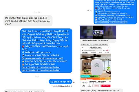 Cảnh báo lừa đảo mạo danh EVNNPC trên nền tảng video và Tiktok