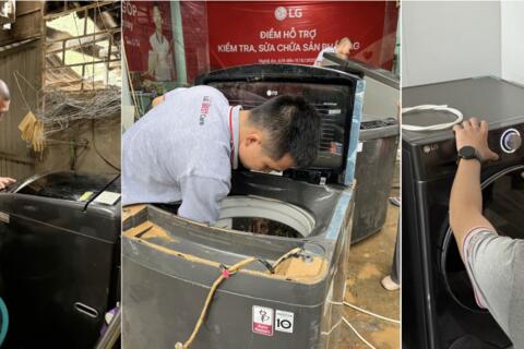 LG hỗ trợ sửa chữa thiệt bị điện tử cho người dân vùng lũ ở Nghệ An và Điện Biên