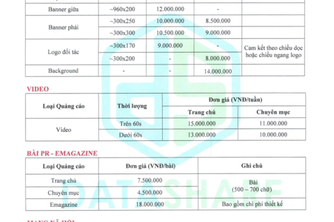 Báo giá quảng cáo năm 2026