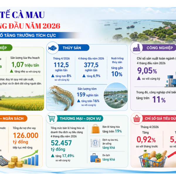 Cà Mau: Thủy sản, công nghiệp và thương mại duy trì đà tăng trưởng