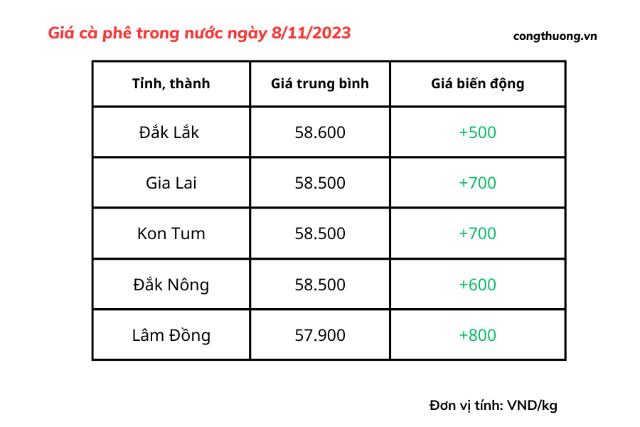 Giá cà phê hôm nay, ngày 8/11/2023: Giá cà phê trong nước tăng nhẹ