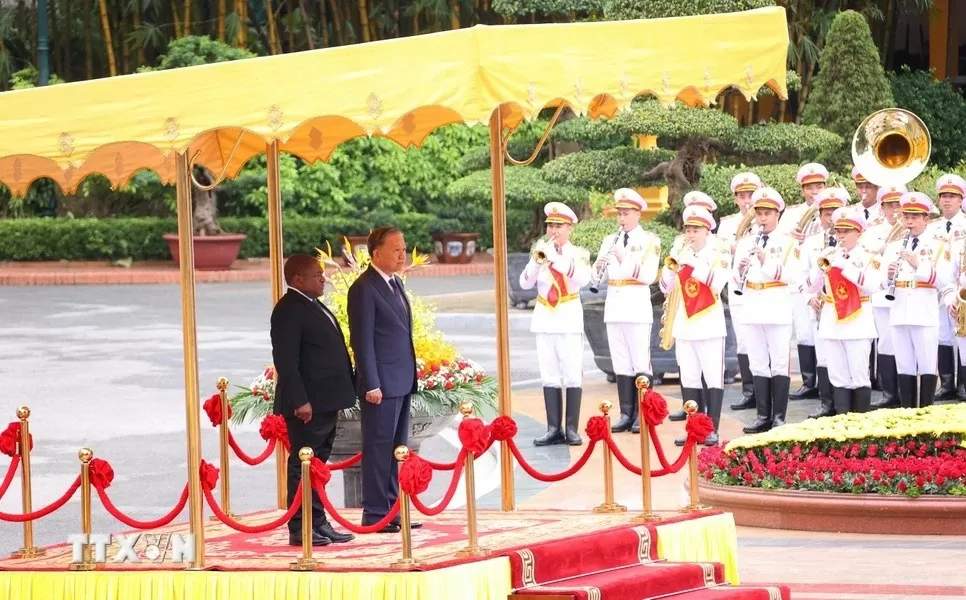 Tổng Bí thư, Chủ tịch nước Tô Lâm chủ trì Lễ đón Tổng thống Mozambique