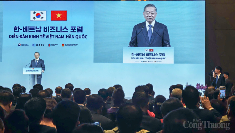 Tổng Bí thư Tô Lâm phát biểu tại Diễn đàn Kinh tế Việt Nam - Hàn Quốc. Ảnh: Nguyên Minh