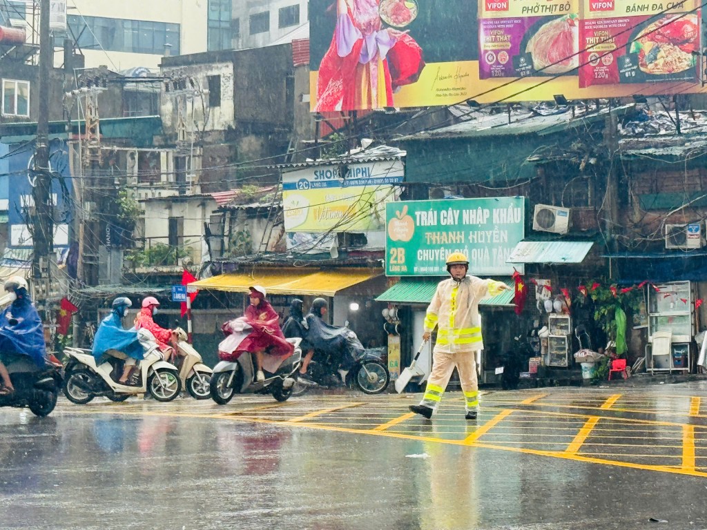 Mưa lớn khiến cây xanh bật gốc đổ đè 2 xe ô tô