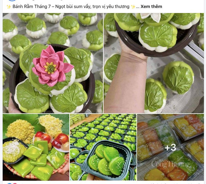 Mâm bánh ngọt cúng Rằm tháng 7 được rao bán online với giá theo combo khoảng 200.000 đồng.