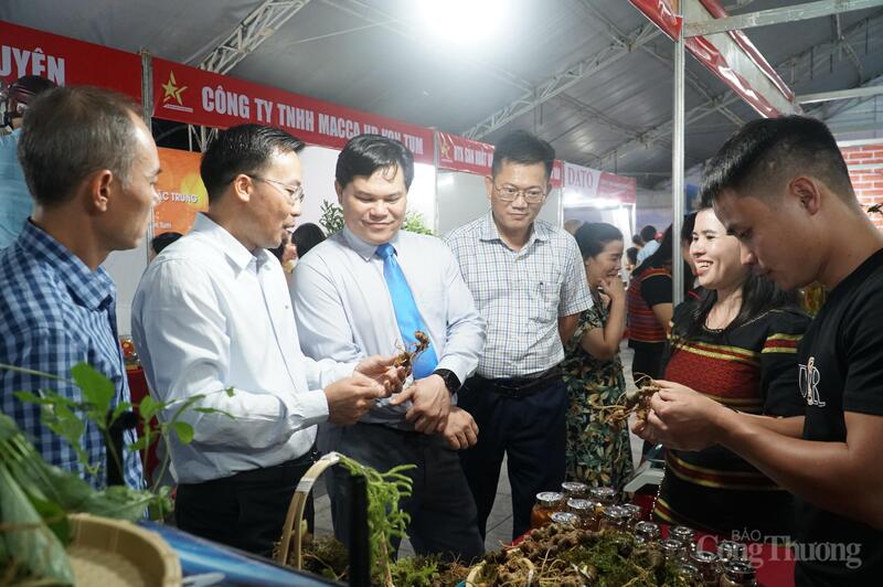 Phó Chủ tịch UBND tỉnh Quảng Ngãi Trần Phước Hiền tham quan các gian hàng tại Hội chợ