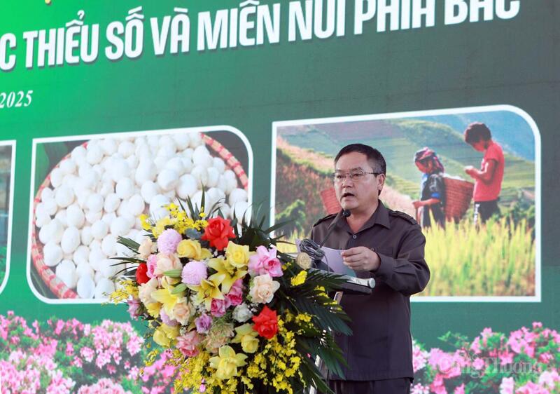 Phó Chủ tịch UBND tỉnh Lai Châu Giàng A Tính phát biểu tại sự kiện