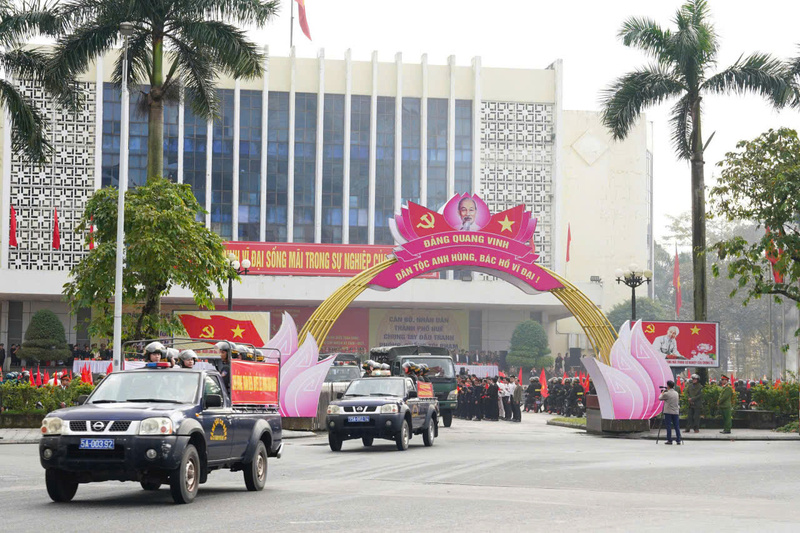 Lực lượng Công an thành phố Huế ra quân trấn áp tội phạm trước các sự kiện lớn của đất nước. Ảnh: Nguyễn Tuấn