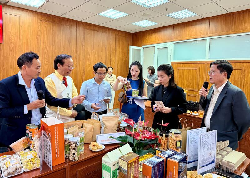 Các doanh nghiệp giới thiệu sản phẩm. Ảnh: Diễm Thương