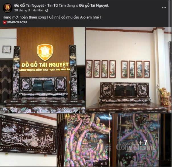 Sử dụng mạng xã hội để quảng bá sản phẩm khảm trai của cửa hàng. Ảnh chụp màn hình