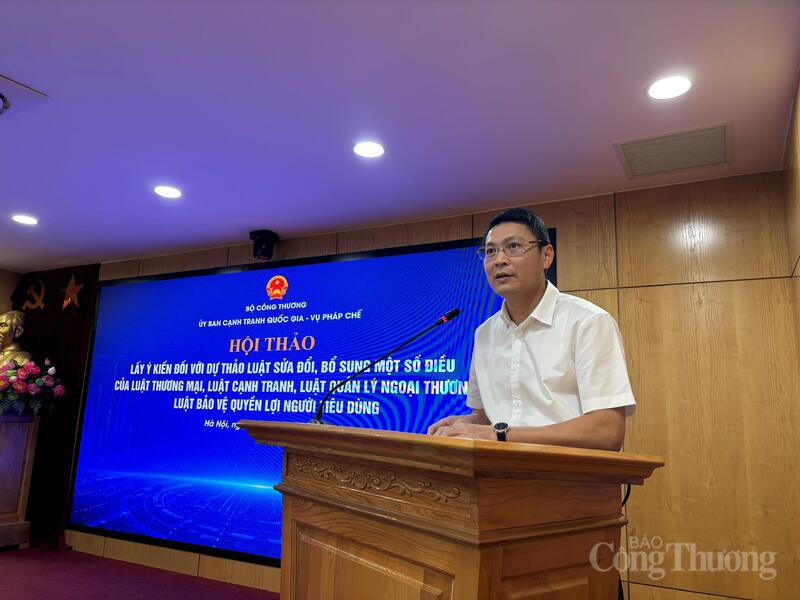 Ông Trịnh Anh Tuấn, Chủ tịch Ủy ban Cạnh tranh Quốc gia phát biểu khai mạc hội thảo. Ảnh: Phong Lâm